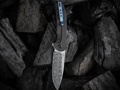 New WE Knife Beacon Damascus Titanium Black