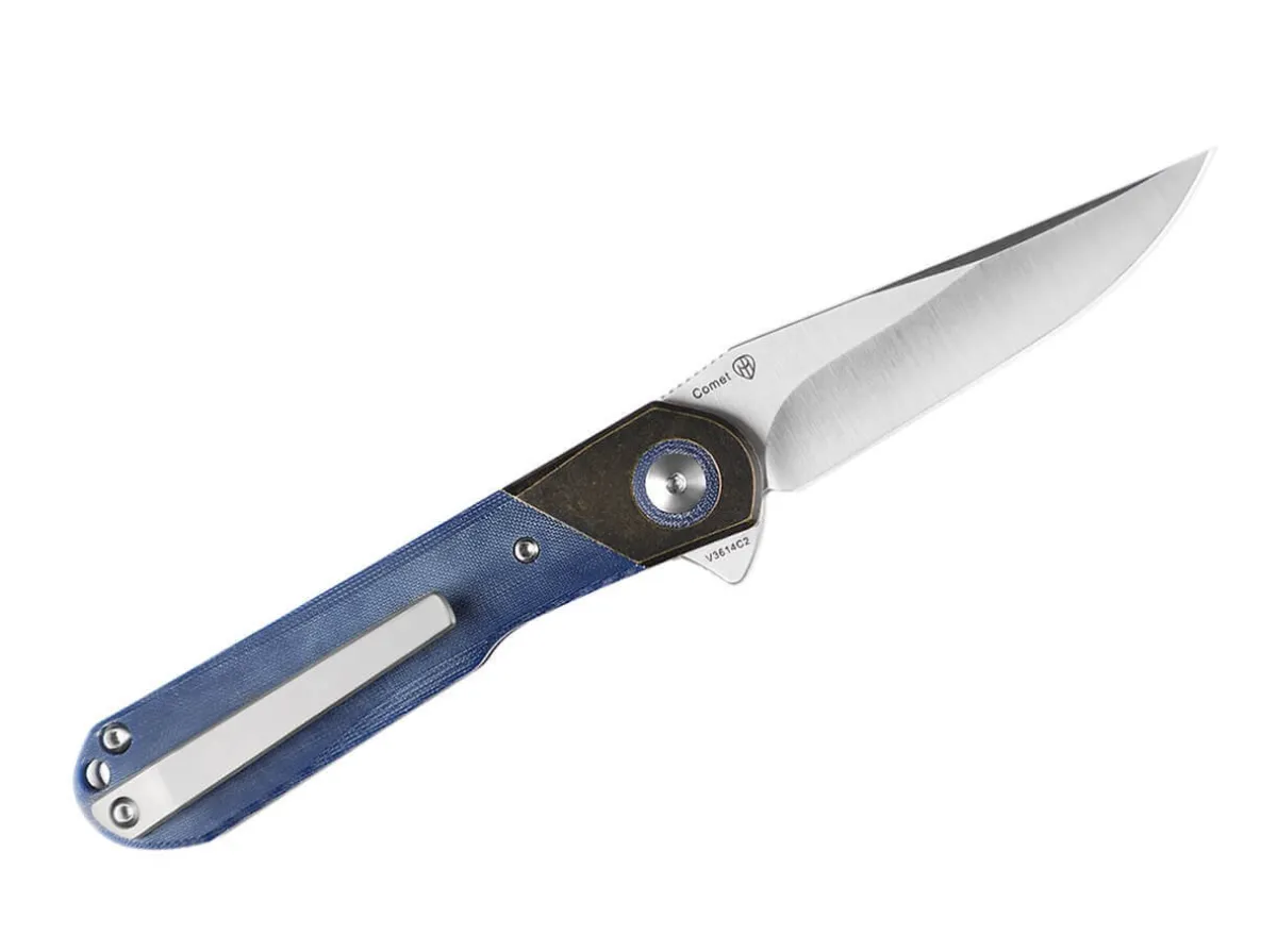 Discount Kizer Comet Brass Micarta Blue