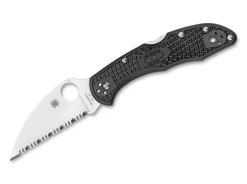 Spyderco Delica 4 Lightweight Flat Ground Black Wharncliffe Serrated