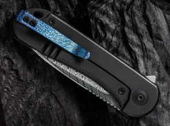 Sale WE Knife Elementum Damascus Titanium Black