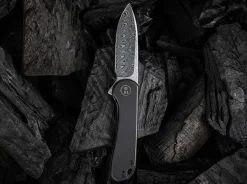 Sale WE Knife Elementum Damascus Titanium Black