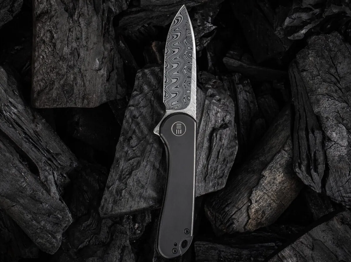WE Knife Elementum Damascus Titanium Black