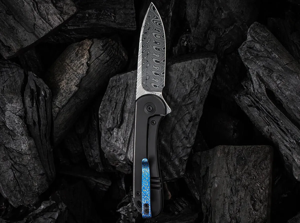WE Knife Elementum Damascus Titanium Black