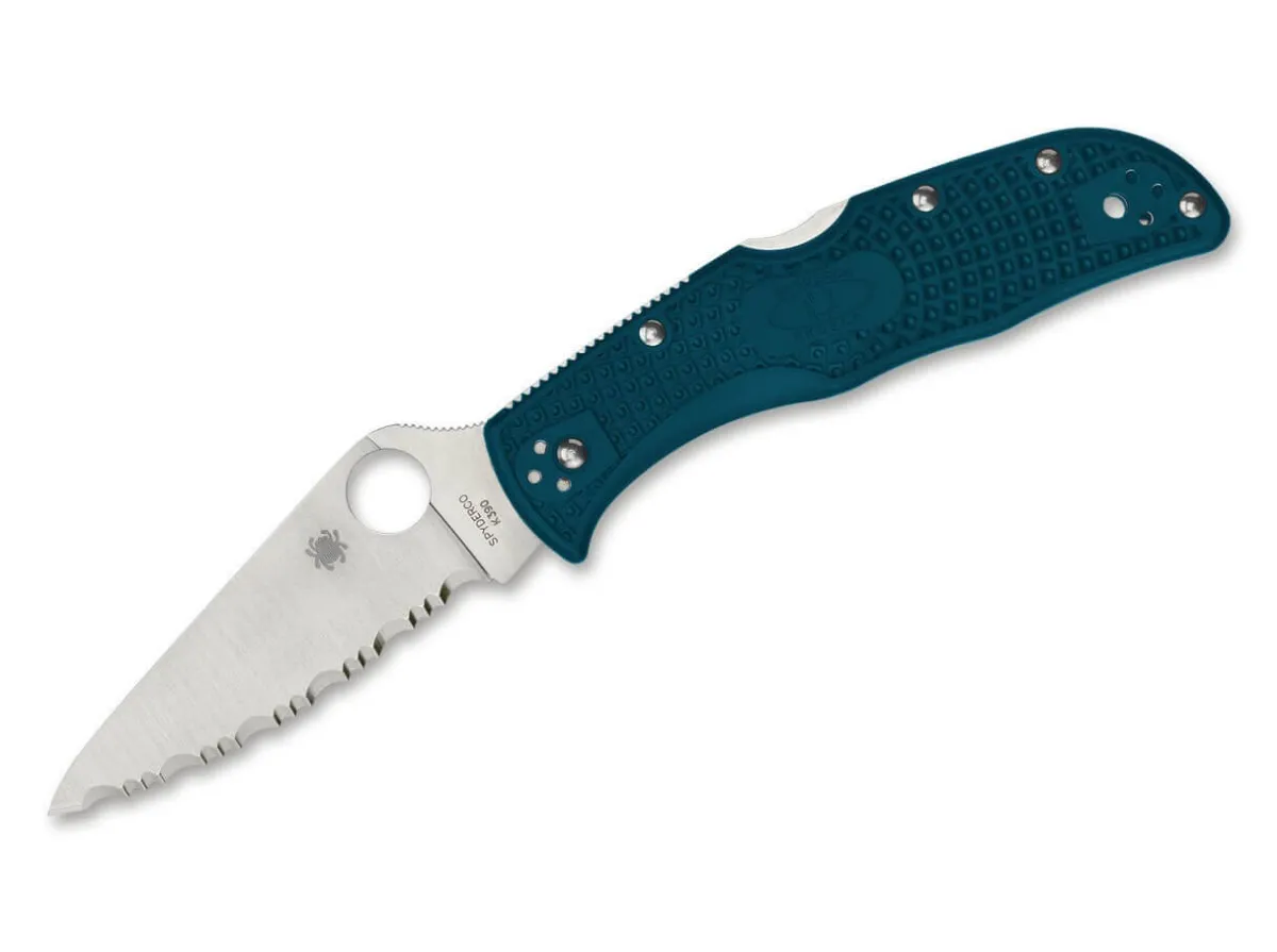 Outlet Spyderco Endela Lightweight K390 Serrated Blue
