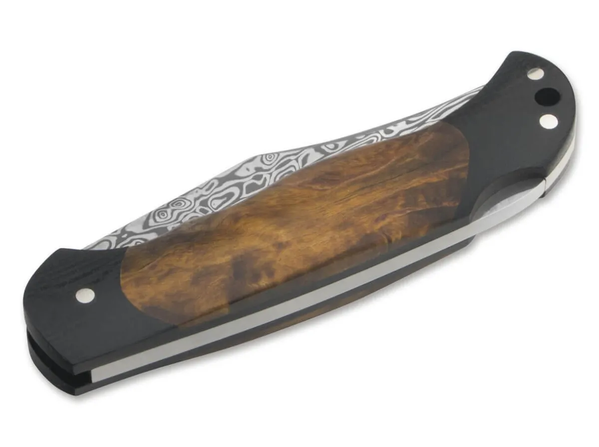 Hot Böker Manufaktur Solingen Junior Scout Lightweight Curly Birch Brown Damascus