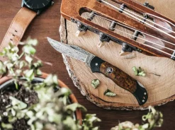 Hot Böker Manufaktur Solingen Junior Scout Lightweight Curly Birch Brown Damascus