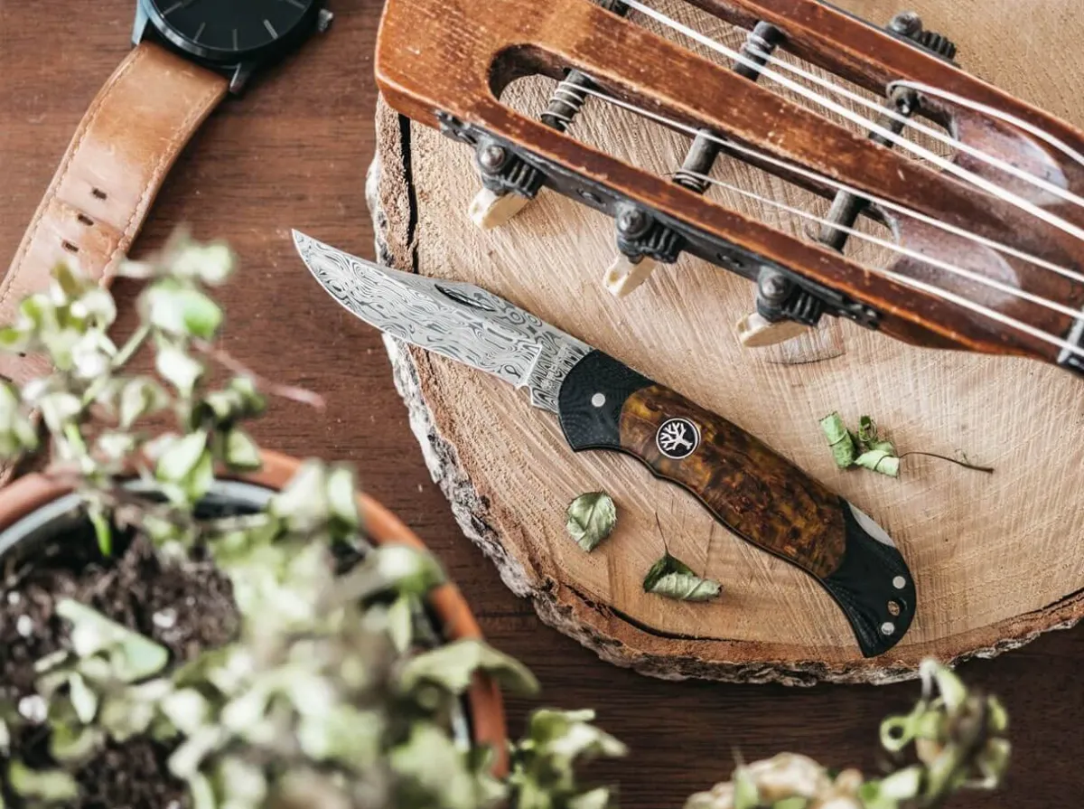 Hot Böker Manufaktur Solingen Junior Scout Lightweight Curly Birch Brown Damascus