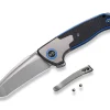 Outlet WE Knife Press Check Titanium G10 Black Blue Tanto