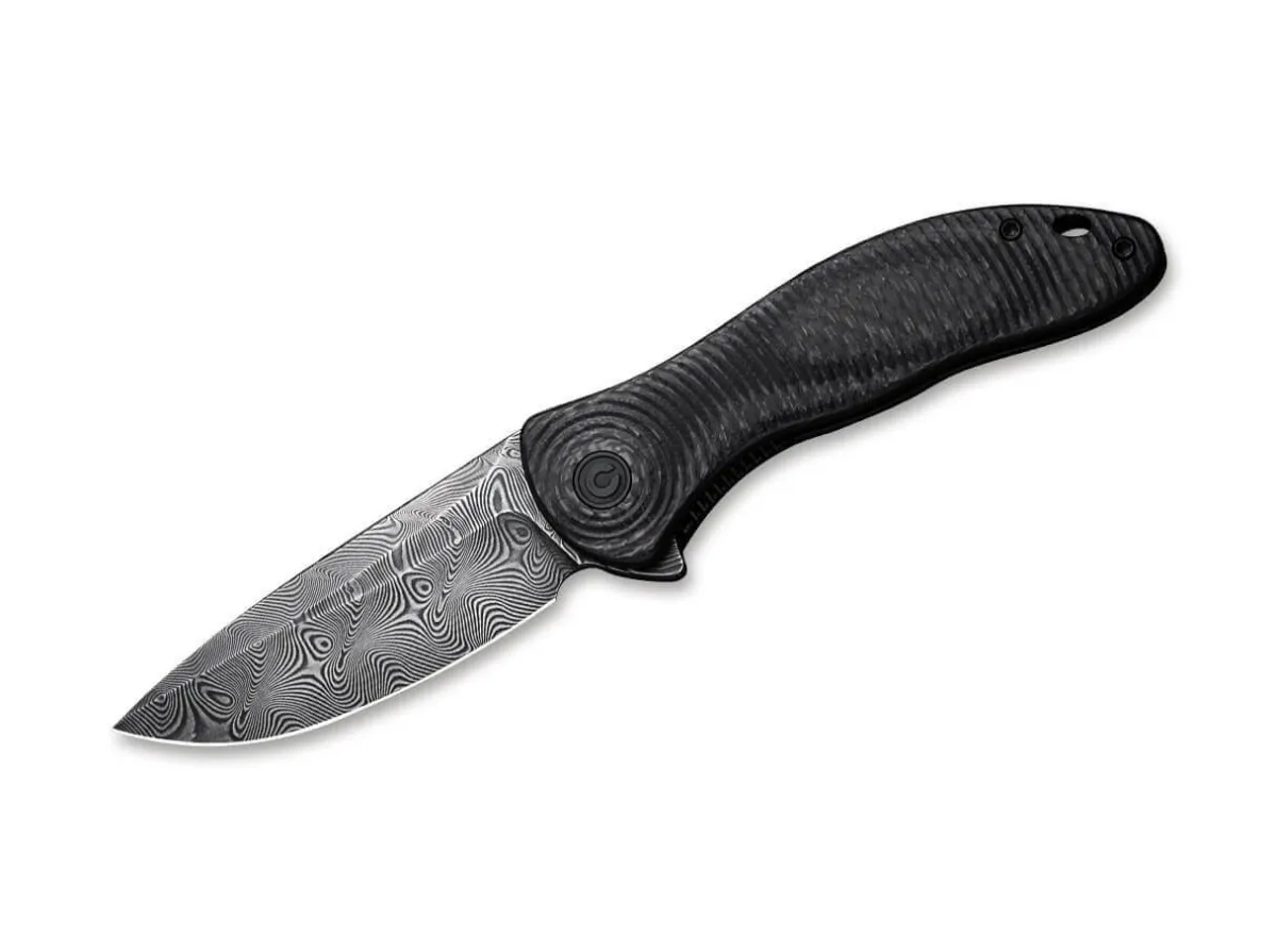 Best CIVIVI Synergy3 Black G10 Twill Carbon Damascus