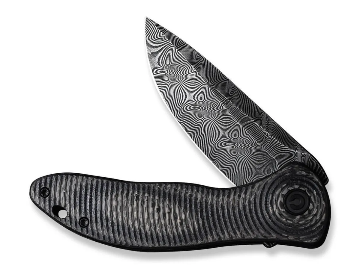 Best CIVIVI Synergy3 Black G10 Twill Carbon Damascus