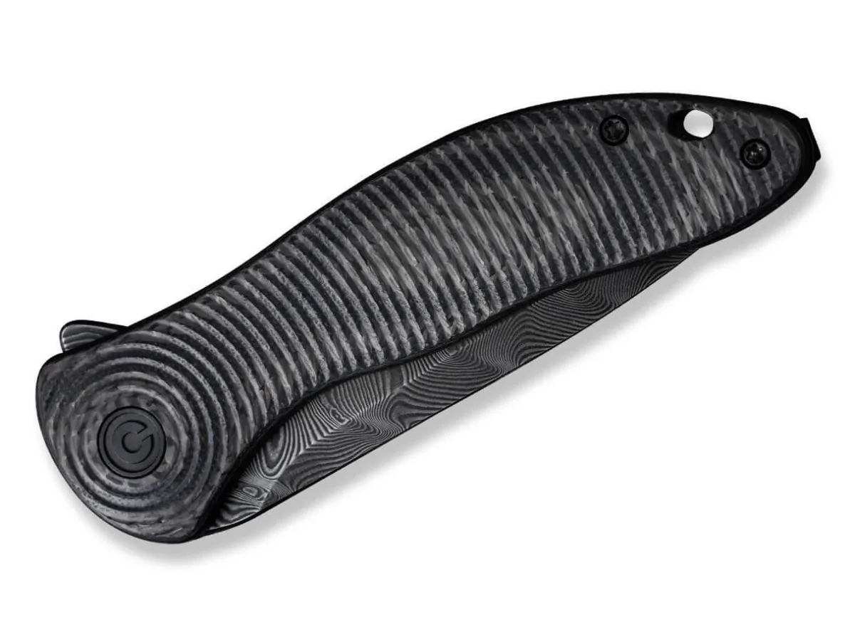 Best CIVIVI Synergy3 Black G10 Twill Carbon Damascus