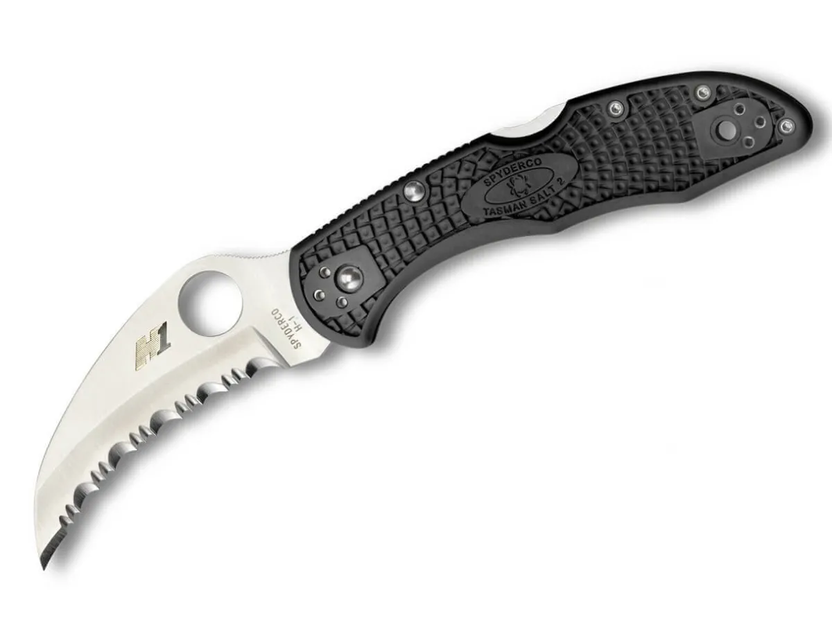 New Spyderco Tasman Salt 2 Lightweight Black H1 Serrated